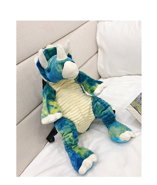 Simulation big dinosaur children's backpack creative new cartoon toy dinosaur bag plush toy bag factory direct supply 1614920