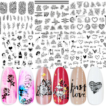Summer Flowers and Love Adhesive Stickers Nail Art Stickers Foreign Trade Nail Stickers Nail Art Decals 1614930269812