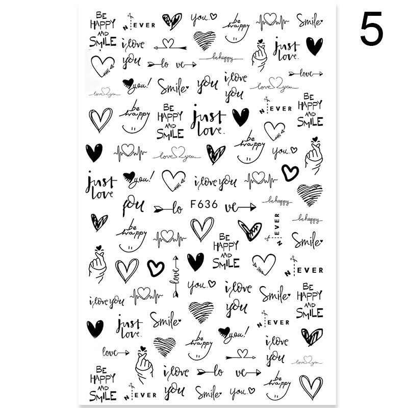 Summer Flowers and Love Adhesive Stickers Nail Art Stickers Foreign Trade Nail Stickers Nail Art Decals 1614930270078