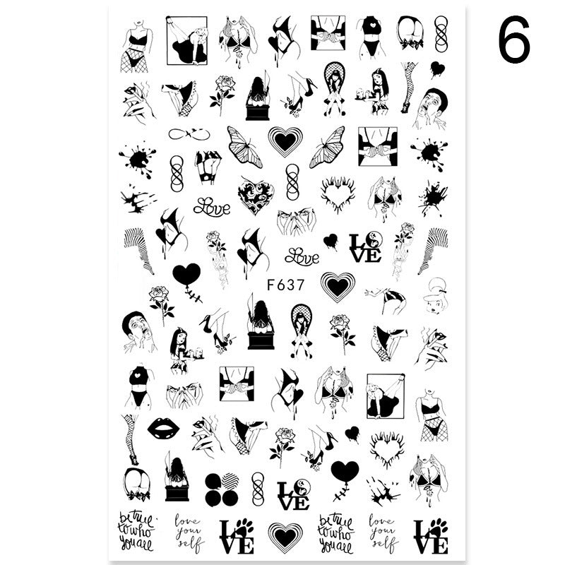Summer Flowers and Love Adhesive Stickers Nail Art Stickers Foreign Trade Nail Stickers Nail Art Decals 1614930270080