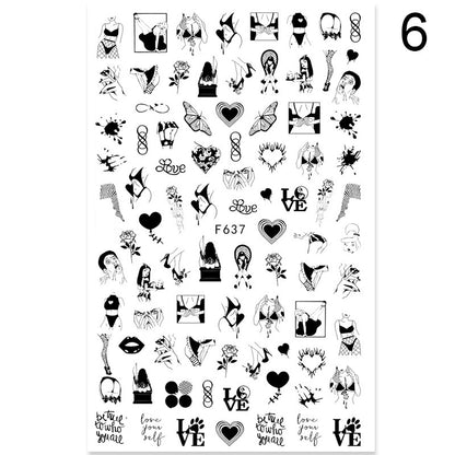 Summer Flowers and Love Adhesive Stickers Nail Art Stickers Foreign Trade Nail Stickers Nail Art Decals 1614930270080
