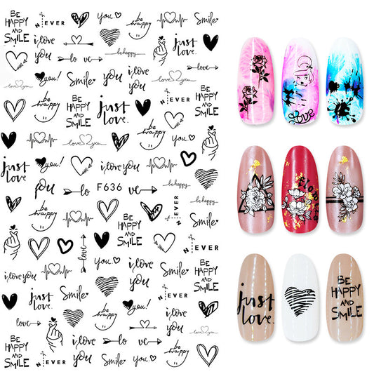 Summer Flowers and Love Adhesive Stickers Nail Art Stickers Foreign Trade Nail Stickers Nail Art Decals 1614930270099