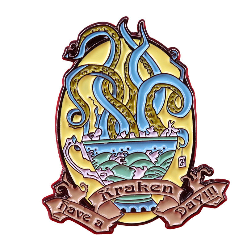 Octopus Kraken Sea Nautical Squid Mythical Cthulhu Pirate Enamel Pin Jewelry Funny Steampunk Gothic Brooch Badge 161502864323