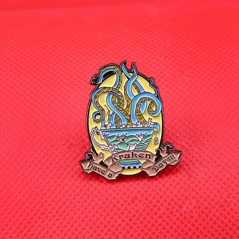 Octopus Kraken Sea Nautical Squid Mythical Cthulhu Pirate Enamel Pin Jewelry Funny Steampunk Gothic Brooch Badge 161502864325
