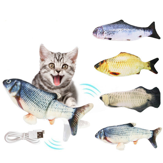 Electric Funny Cat Simulation Fish Beating Usb Jumping Cat Toy 1615254876907