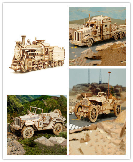 3D Wooden Puzzle Train Model DIY Wooden Train Toy Mechanical Train Model Kit Assembly Model Home Decoration Crafts - HD Wireless Product #7