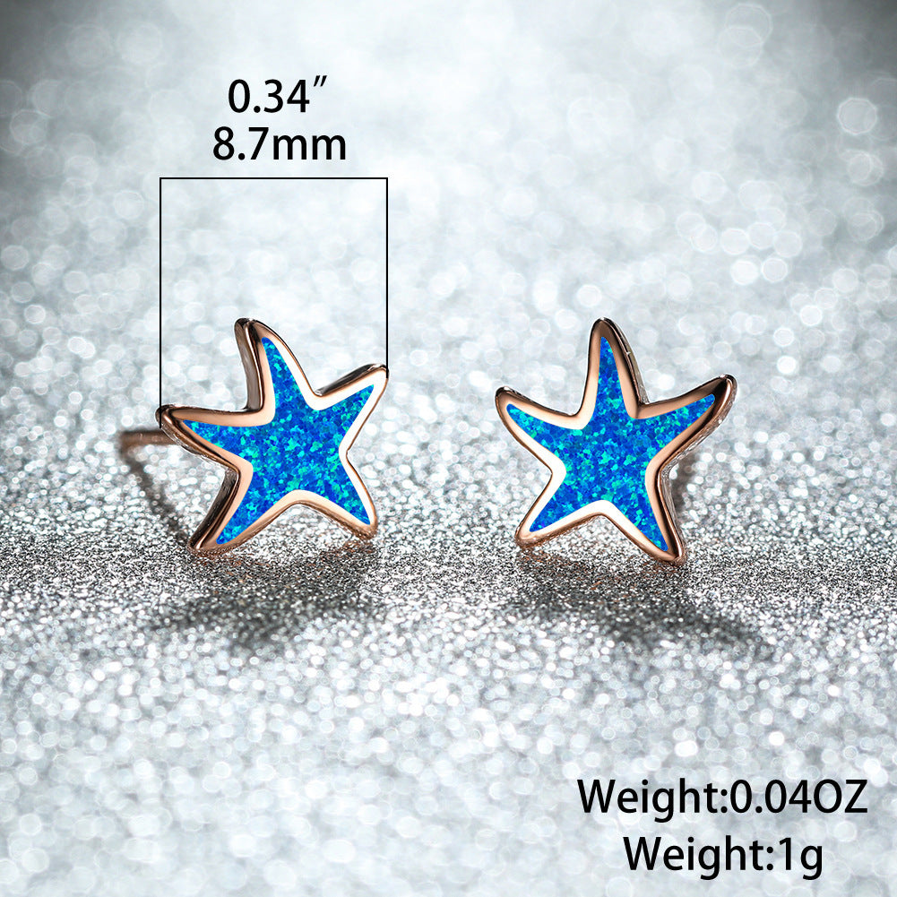 Simple Fresh And Sweet Opal Starfish Earrings 1615269671647