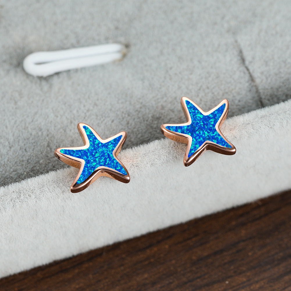 Simple Fresh And Sweet Opal Starfish Earrings 1615269672097