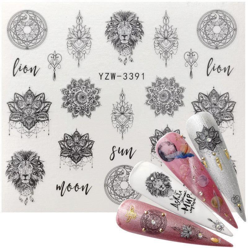 Geometric Line Smiley Cactus Cute Nail Art Sticker 1615285857639
