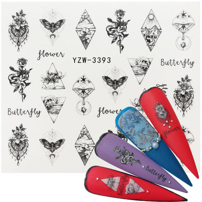 Geometric Line Smiley Cactus Cute Nail Art Sticker 1615285857650