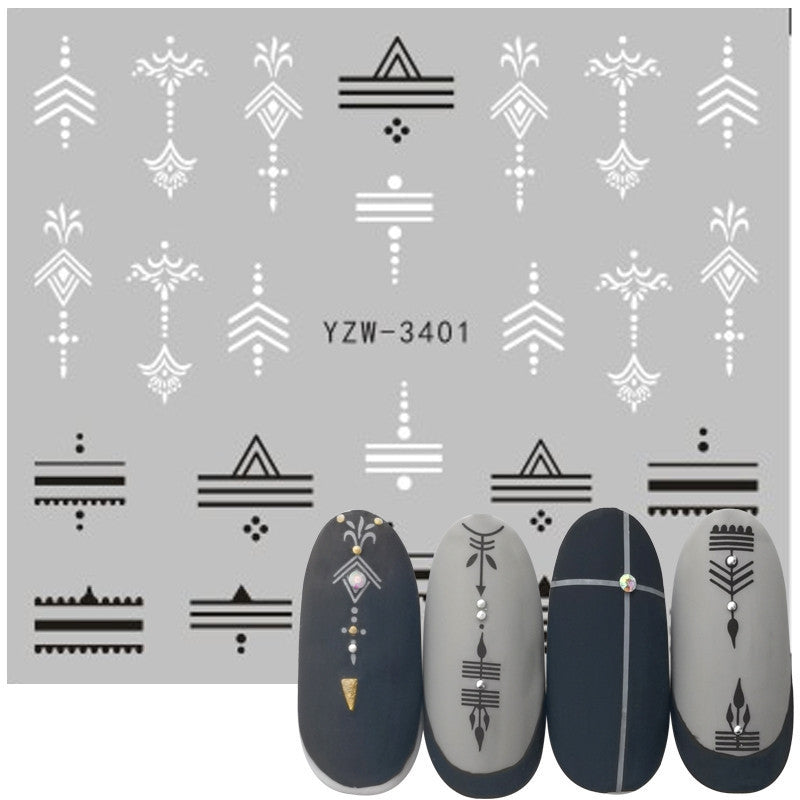 Geometric Line Smiley Cactus Cute Nail Art Sticker 1615285857658