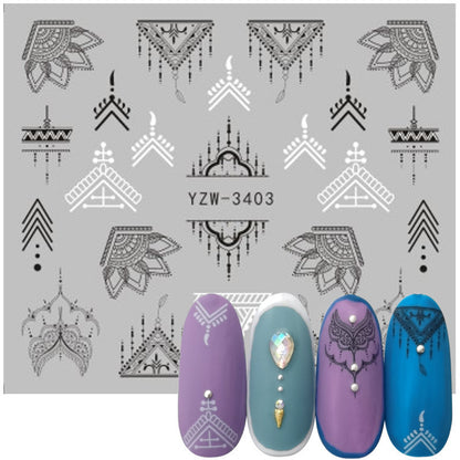 Geometric Line Smiley Cactus Cute Nail Art Sticker 1615285857935