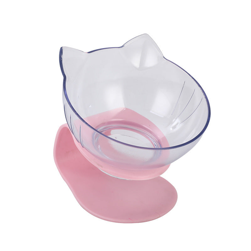 New Inclined Food Cat Ear Oblique Mouth Transparent Single Pet Bowl 1615361801601