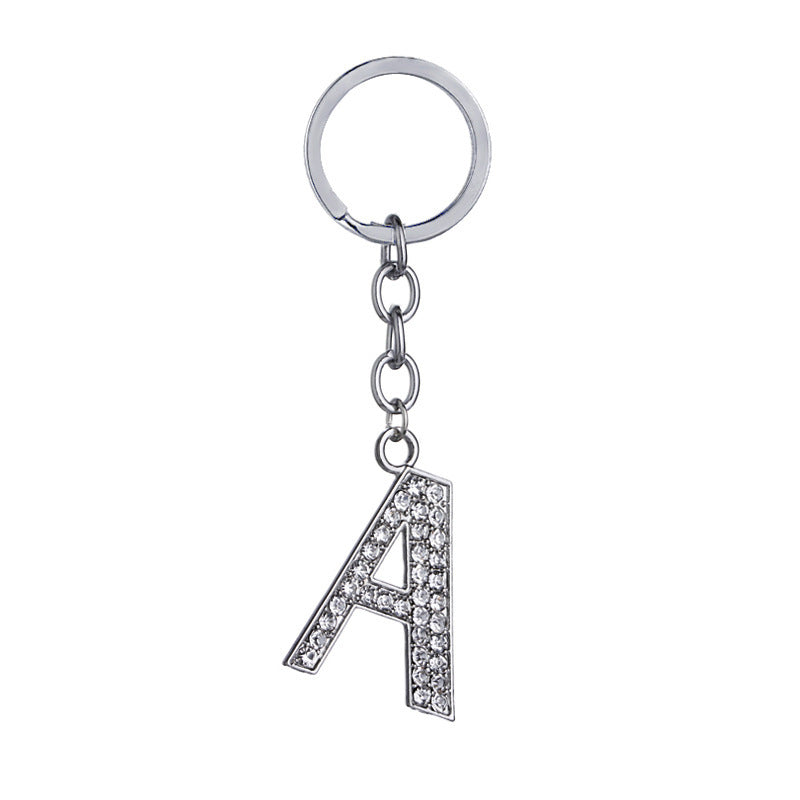 26 English Letter Keychain Creative Zinc Alloy Diamond Key Pendant - HD Wireless Product #2
