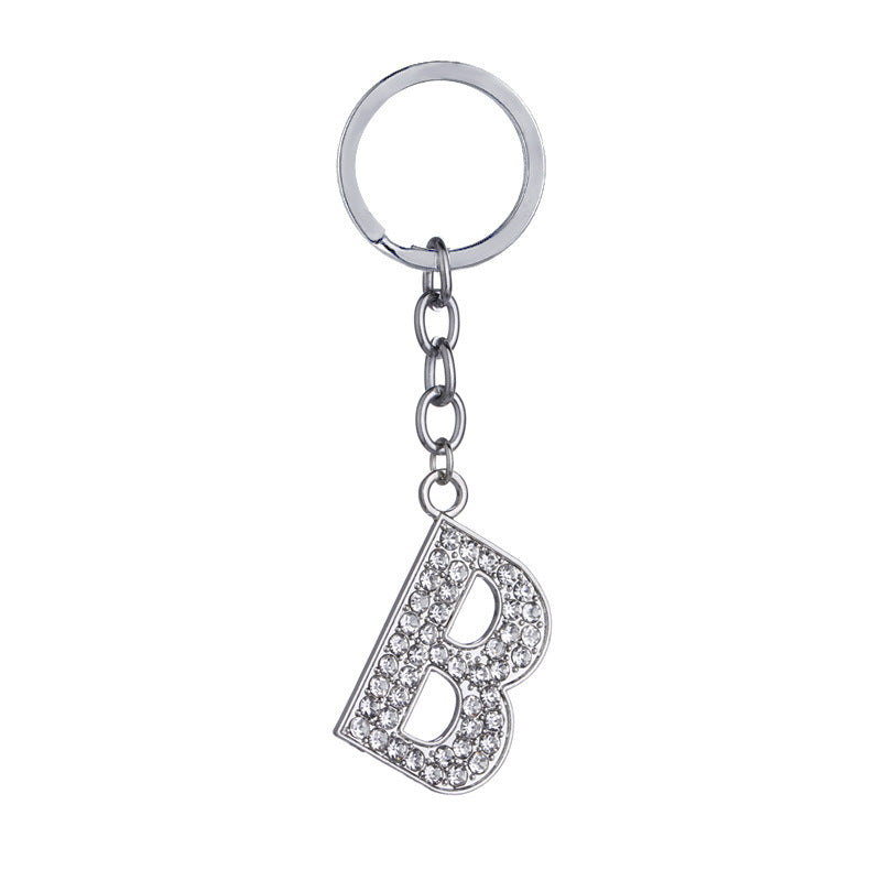 26 English Letter Keychain Creative Zinc Alloy Diamond Key Pendant - HD Wireless Product #3