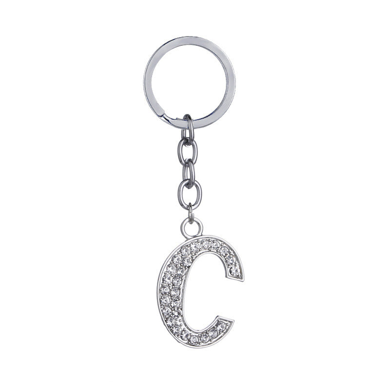 26 English Letter Keychain Creative Zinc Alloy Diamond Key Pendant - HD Wireless Product #4