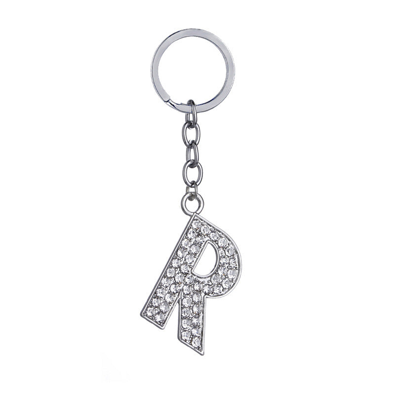 26 English Letter Keychain Creative Zinc Alloy Diamond Key Pendant - HD Wireless Product #19