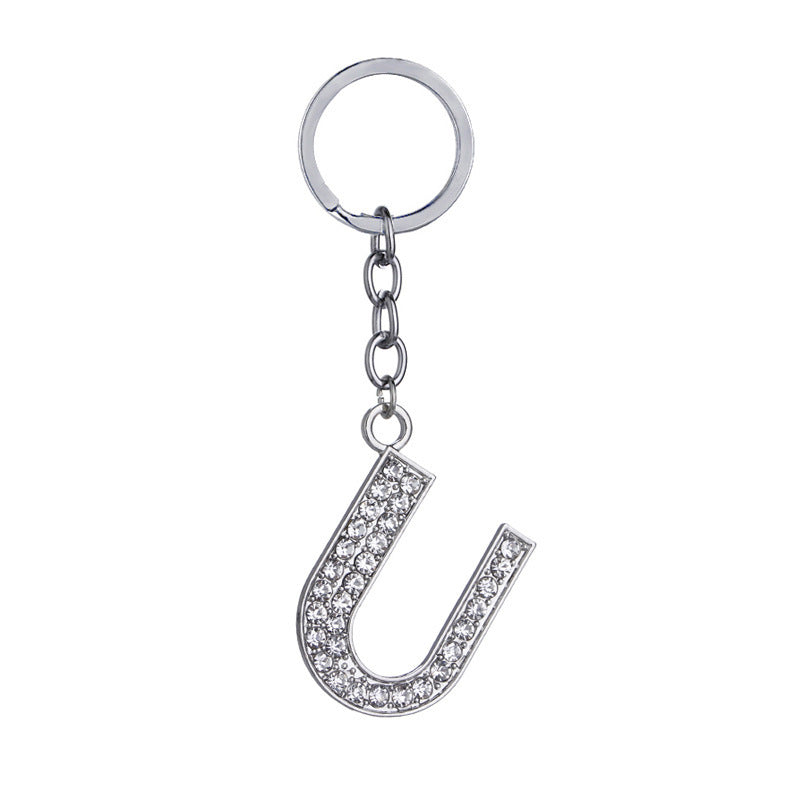 26 English Letter Keychain Creative Zinc Alloy Diamond Key Pendant - HD Wireless Product #22
