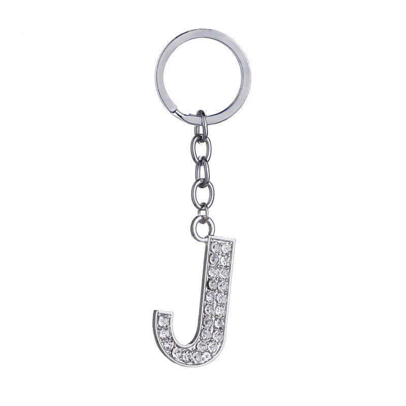 26 English Letter Keychain Creative Zinc Alloy Diamond Key Pendant - HD Wireless Product #11