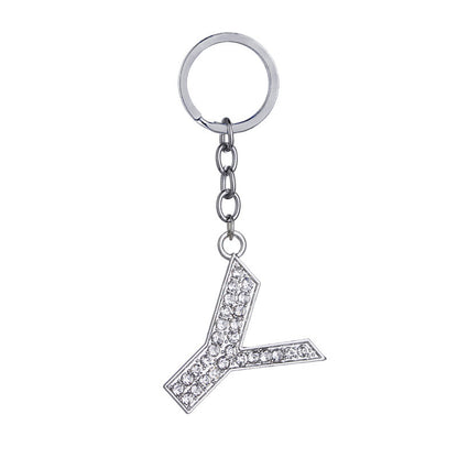 26 English Letter Keychain Creative Zinc Alloy Diamond Key Pendant - HD Wireless Product #26
