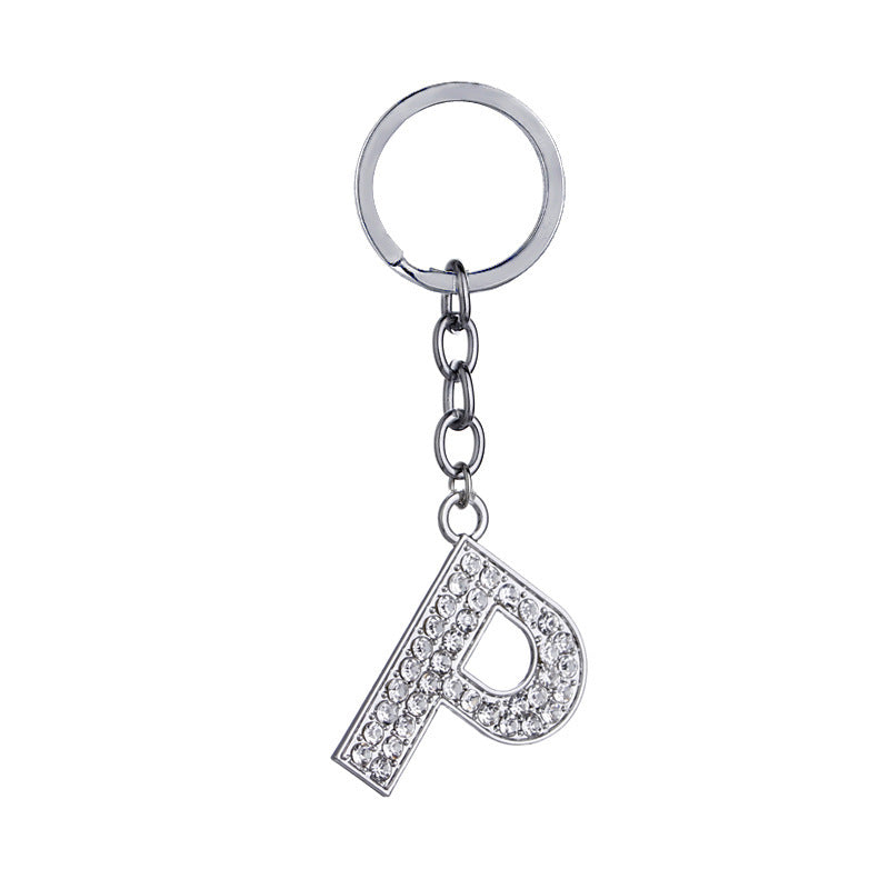 26 English Letter Keychain Creative Zinc Alloy Diamond Key Pendant - HD Wireless Product #17
