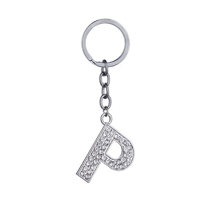 26 English Letter Keychain Creative Zinc Alloy Diamond Key Pendant - HD Wireless Product #17