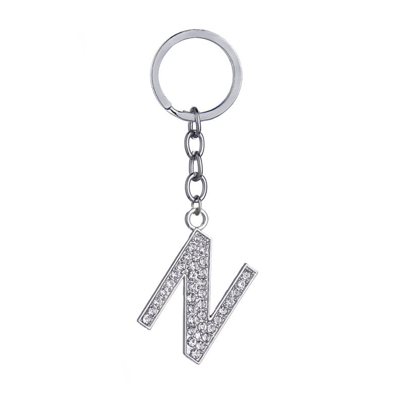 26 English Letter Keychain Creative Zinc Alloy Diamond Key Pendant - HD Wireless Product #15