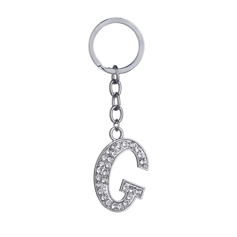 26 English Letter Keychain Creative Zinc Alloy Diamond Key Pendant - HD Wireless Product #8