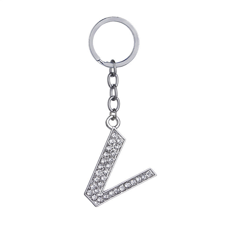 26 English Letter Keychain Creative Zinc Alloy Diamond Key Pendant - HD Wireless Product #23