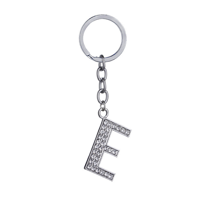 26 English Letter Keychain Creative Zinc Alloy Diamond Key Pendant - HD Wireless Product #6