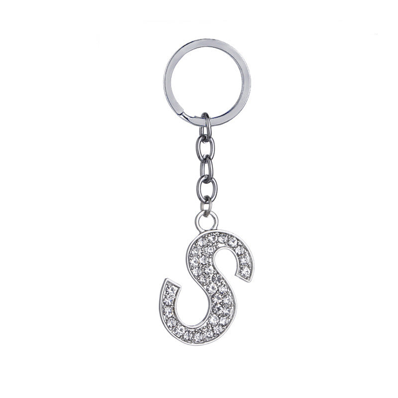 26 English Letter Keychain Creative Zinc Alloy Diamond Key Pendant - HD Wireless Product #20