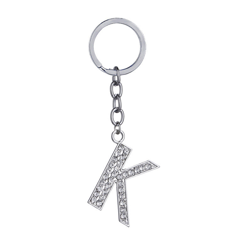 26 English Letter Keychain Creative Zinc Alloy Diamond Key Pendant - HD Wireless Product #12