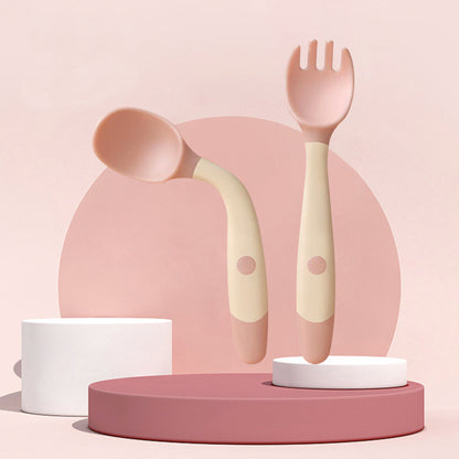 Silicone Spoon for Baby Utensils Set Auxiliary Food Toddler Learn To Eat Training Bendable Soft Fork Infant Children Tablewar
