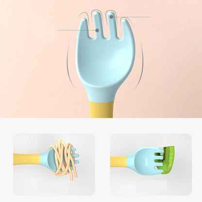 Silicone Spoon for Baby Utensils Set Auxiliary Food Toddler Learn To Eat Training Bendable Soft Fork Infant Children Tablewar