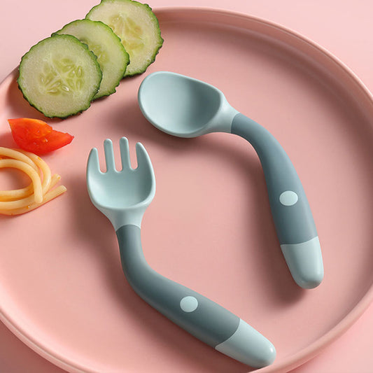 Silicone Spoon for Baby Utensils Set Auxiliary Food Toddler Learn To Eat Training Bendable Soft Fork Infant Children Tablewar