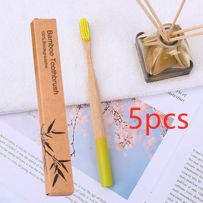 Natural bamboo handle round bamboo toothbrush 1615551381961