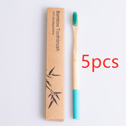 Natural bamboo handle round bamboo toothbrush 1615551381974