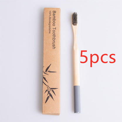 Natural bamboo handle round bamboo toothbrush 1615551381975