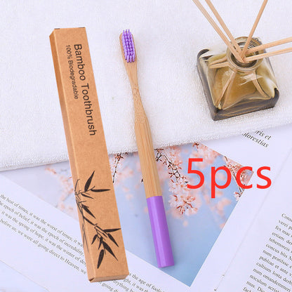 Natural bamboo handle round bamboo toothbrush 1615551381977