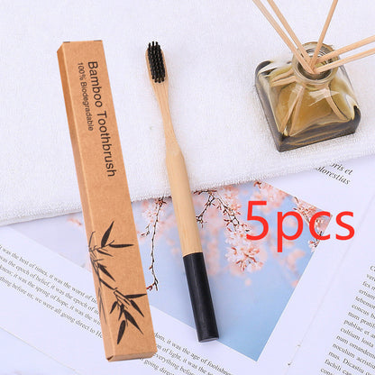 Natural bamboo handle round bamboo toothbrush 1615551382235
