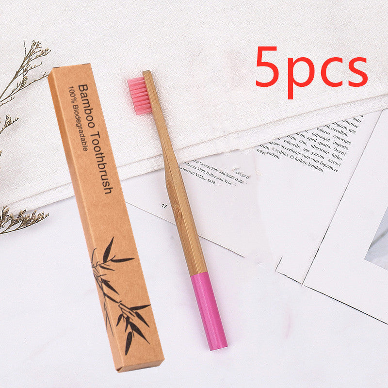 Natural bamboo handle round bamboo toothbrush 1615551382251