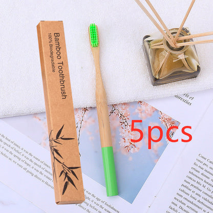 Natural bamboo handle round bamboo toothbrush 1615551382258
