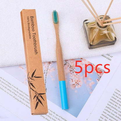 Natural bamboo handle round bamboo toothbrush 1615551382264