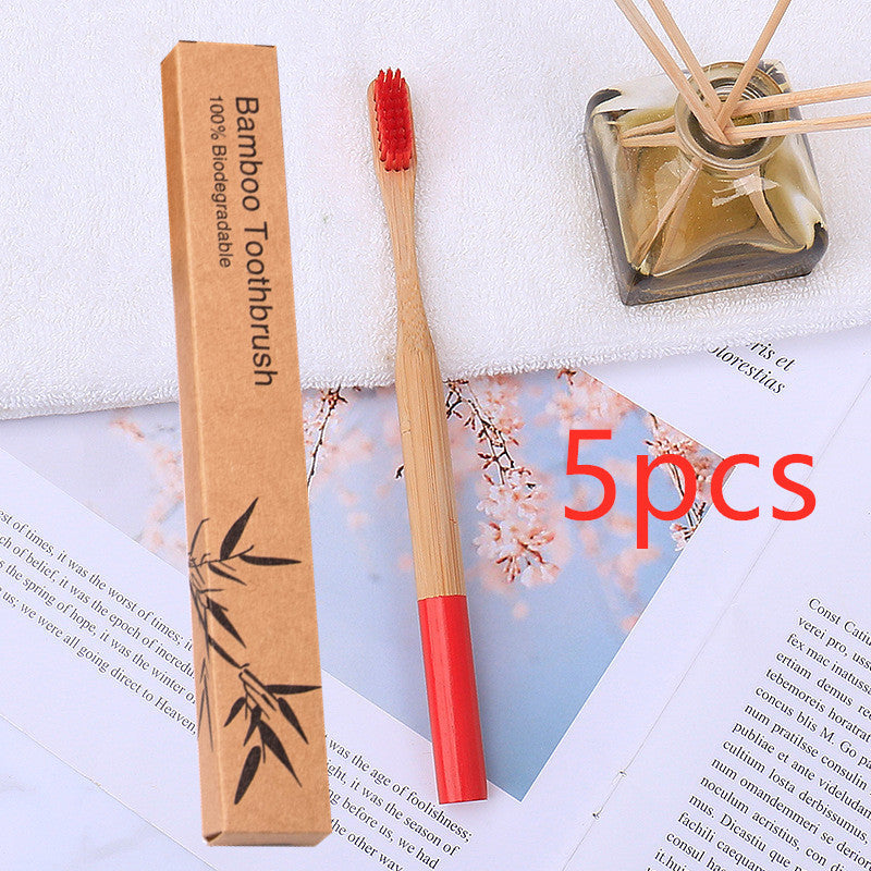 Natural bamboo handle round bamboo toothbrush 1615551382267