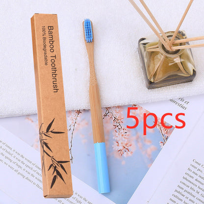 Natural bamboo handle round bamboo toothbrush 1615551382269