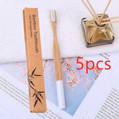 Natural bamboo handle round bamboo toothbrush 1615551620463
