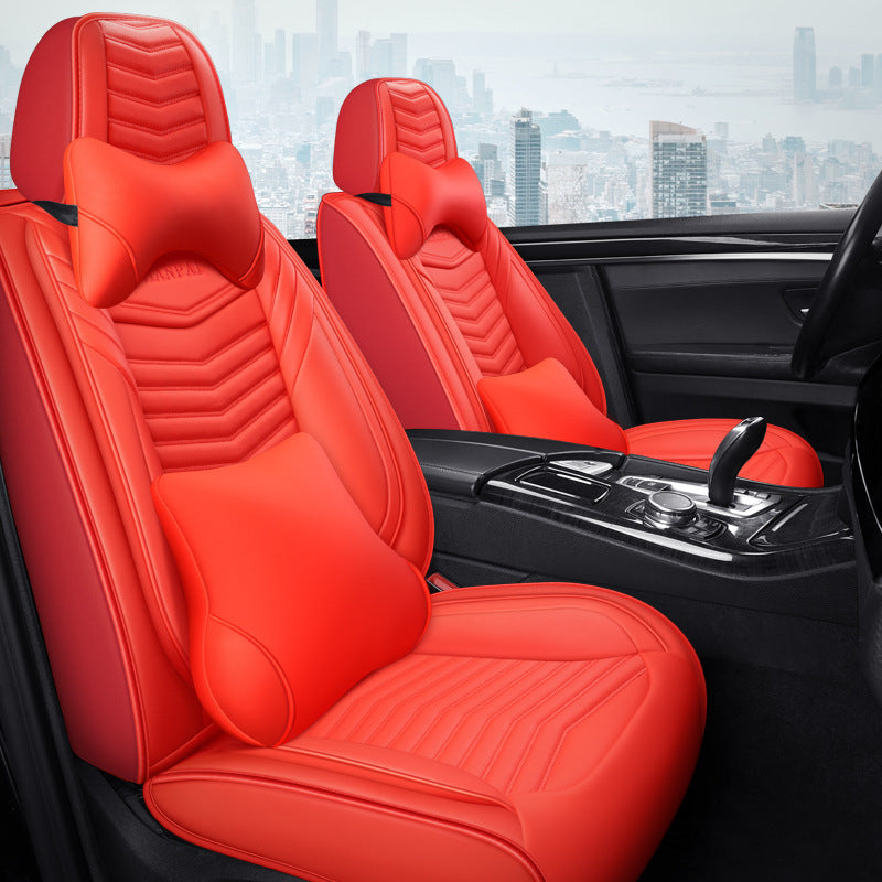 All Seasons Full Surround Seat Cover Leather Seat Cover Net Red Seat Cushion 1615619106269
