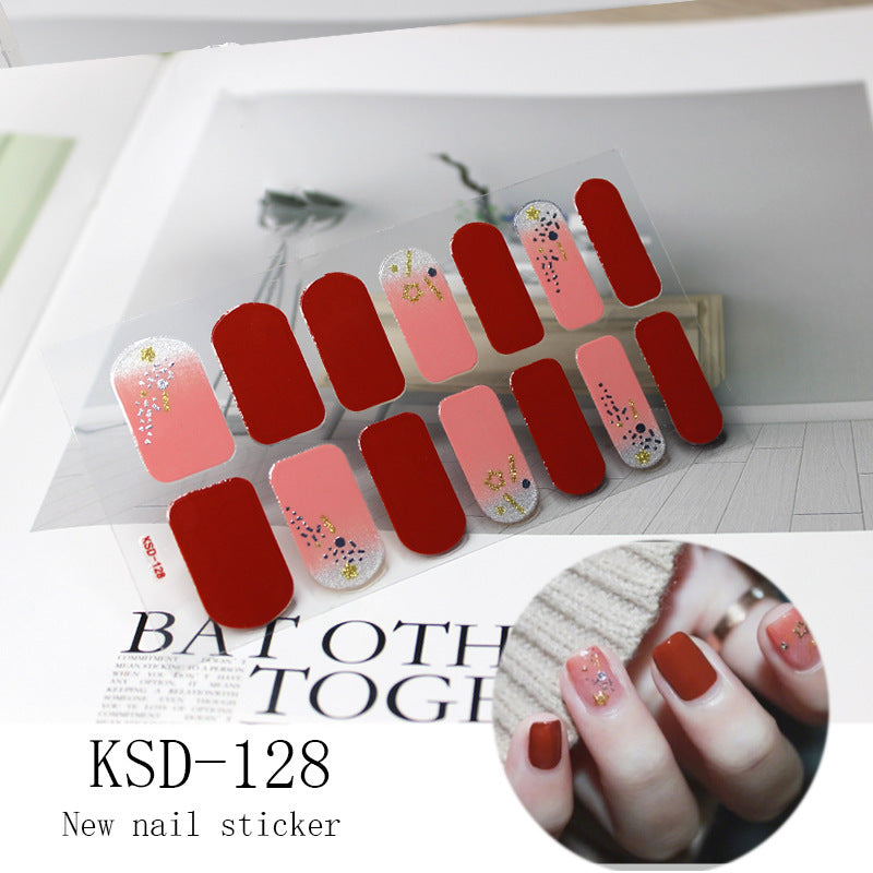 Gradient Nail Sticker 3D Fluorescent Color Nail Polish Film 1615858427841