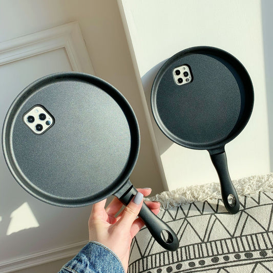 Compatible With Apple, 3D Cartoon Frying Pan Shape Phone Case ForiPhone 12Pro Max 11 Xs Max XR X 7 8Plus Kitchen Iron Non-sti