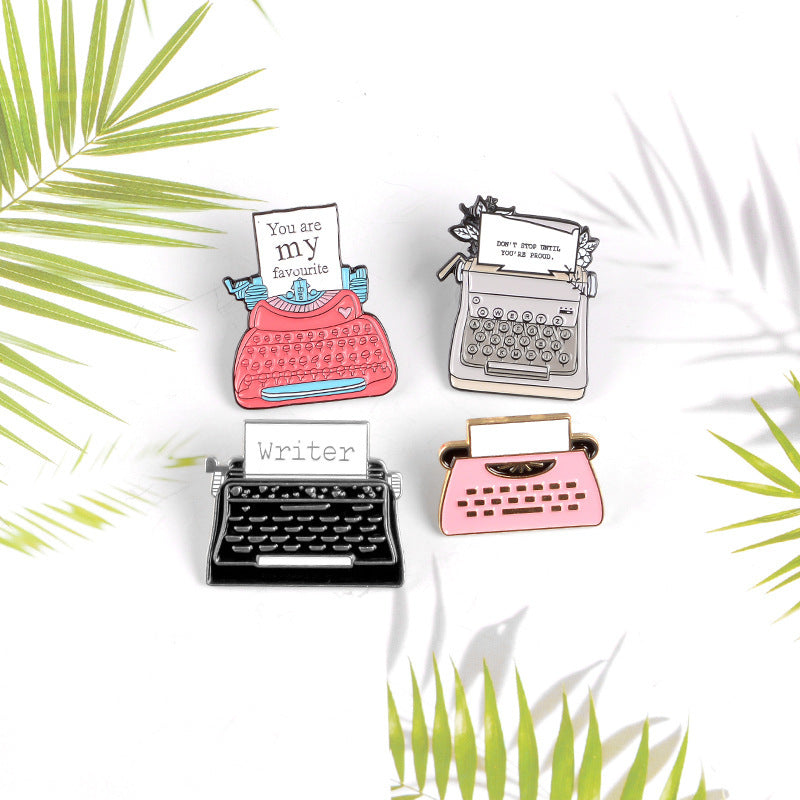 Foreign Trade Cross-Border New Product Brooch Cartoon Enamel Typewriter Retro Punk Fax Machine Brooch Halloween Gift 16161191